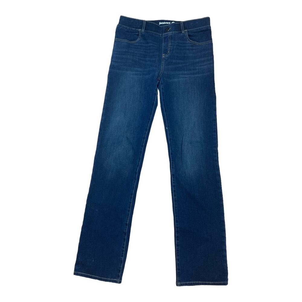Betabrand womens medium long tall pull on bootcut jeans denim pants blue jegging